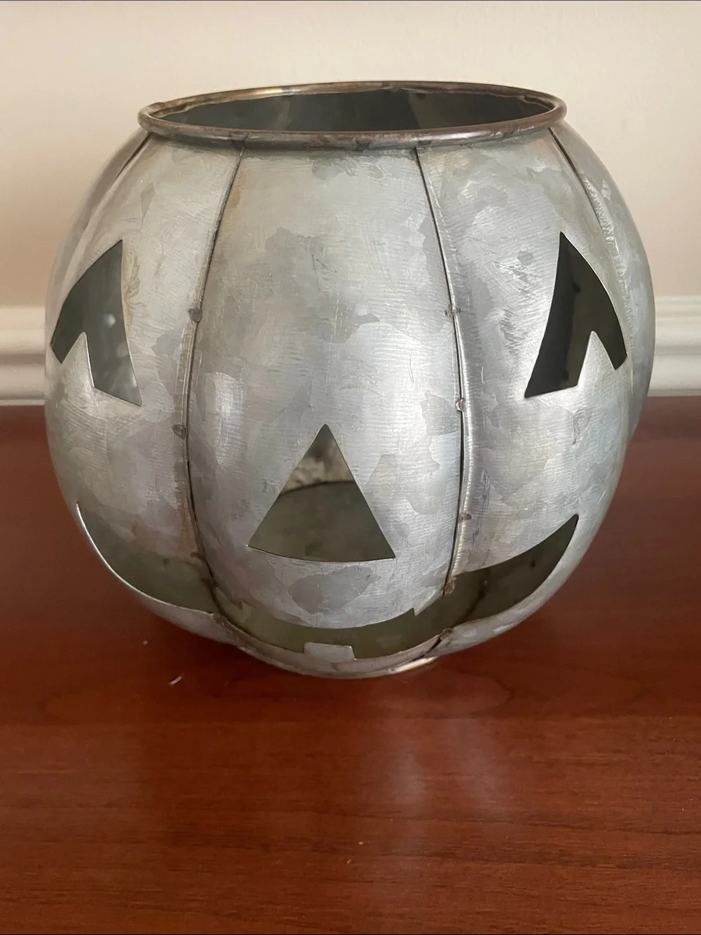 Set of 2 Pottery Barn Galvanized Jack-o-Lanterns (Large & Small) - Retired Set